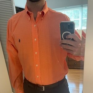 Ralph Lauren XL Orange Button Down Dress Shirt Classic Fit